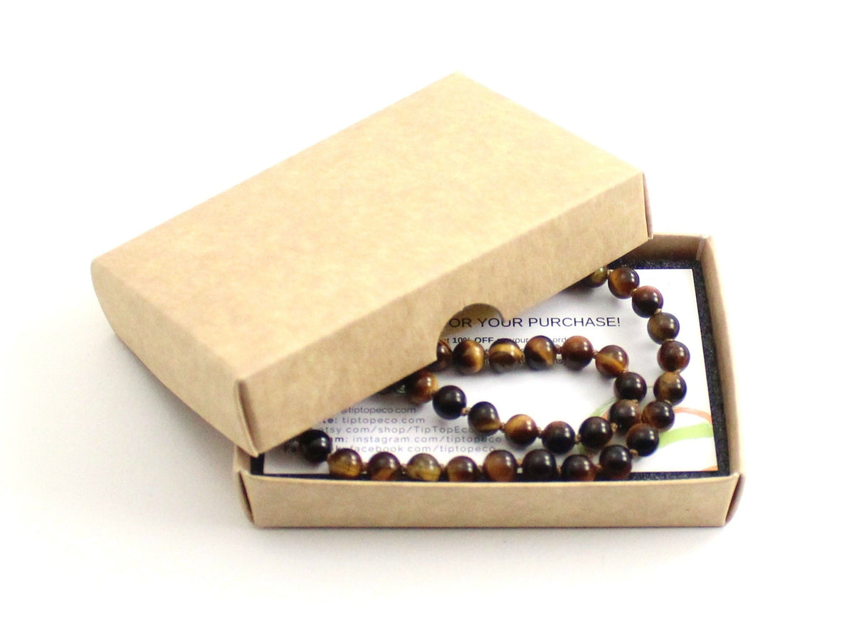 Tiger's Eye Round Bead Knotted Necklace-1