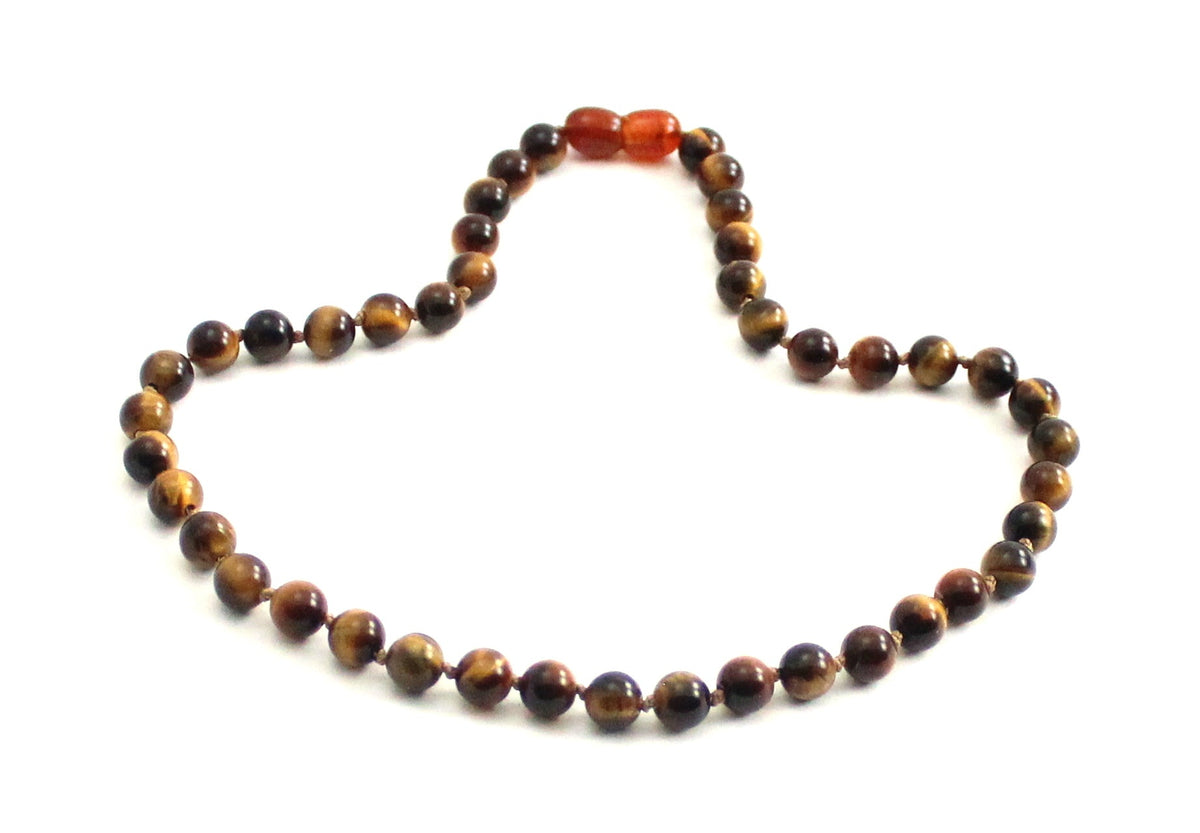 Tiger's Eye Round Bead Knotted Necklace-2