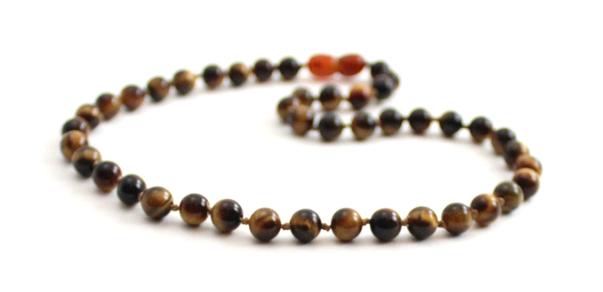 Tiger's Eye Round Bead Knotted Necklace-3