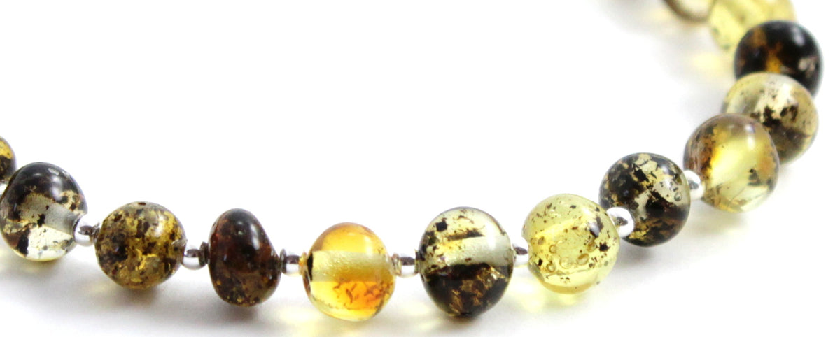Amber Green Polished Bracelet With Silver-1