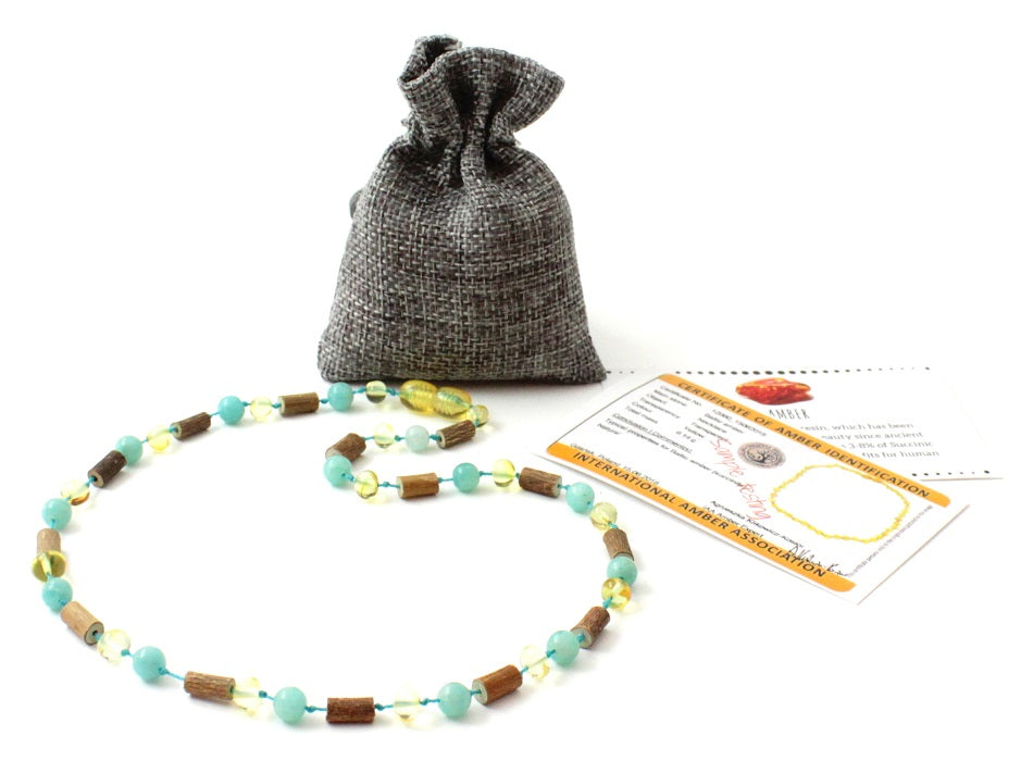 NBBP-H1 Lemon Amber, Amazonite and Hazelwood Necklace-1