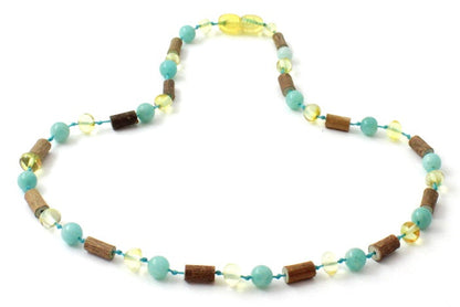 NBBP-H1 Lemon Amber, Amazonite and Hazelwood Necklace-2