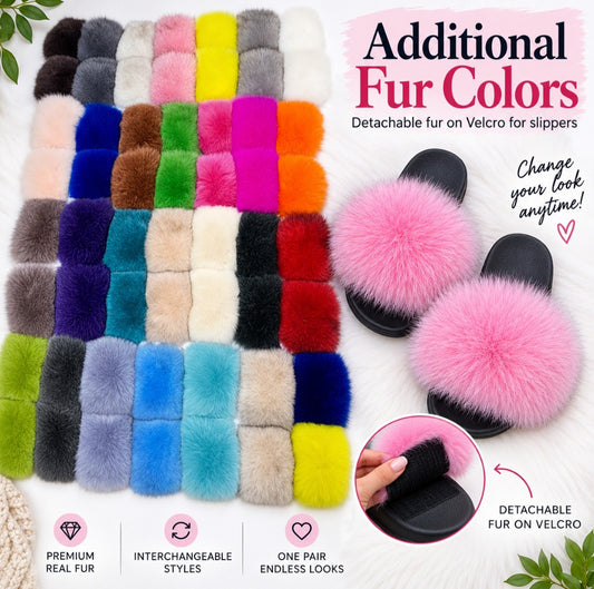 Additional Real Fox Fur Colors for Slippers – Detachable Velcro Fur