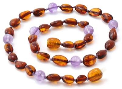 Amethyst and Amber Teething Necklaces-0