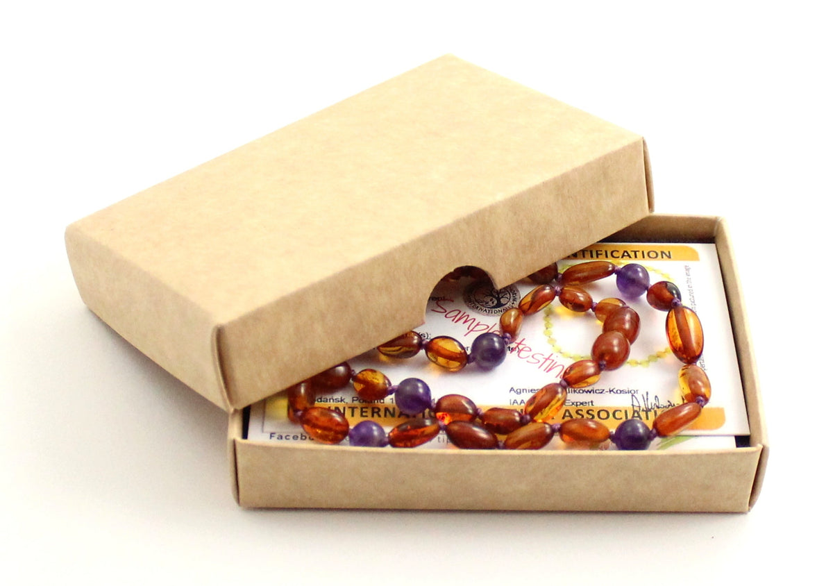 Amethyst and Amber Teething Necklaces-1