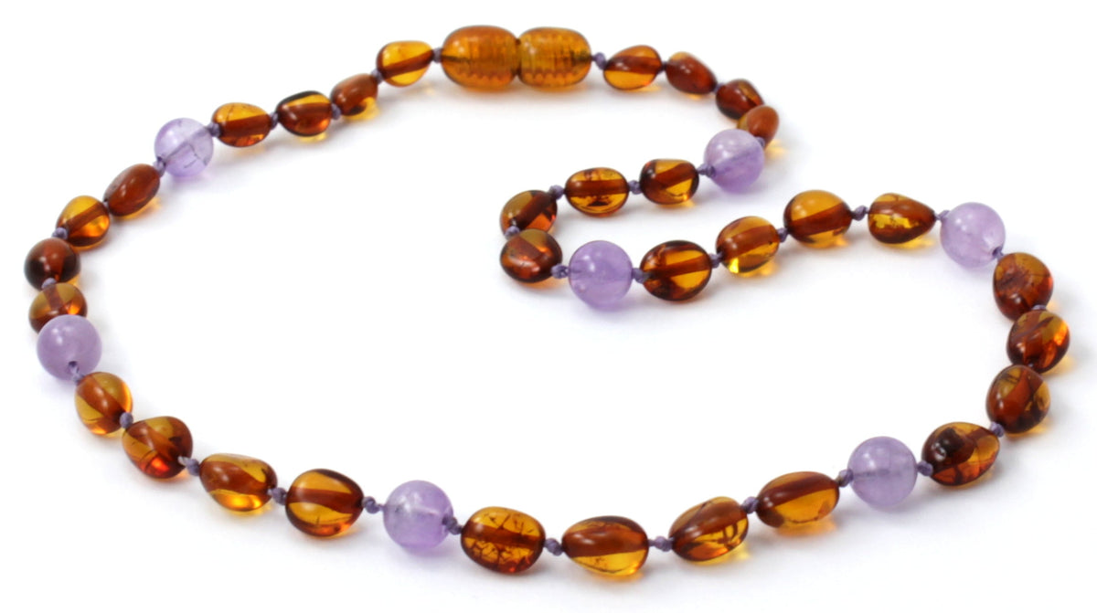 Amethyst and Amber Teething Necklaces-3