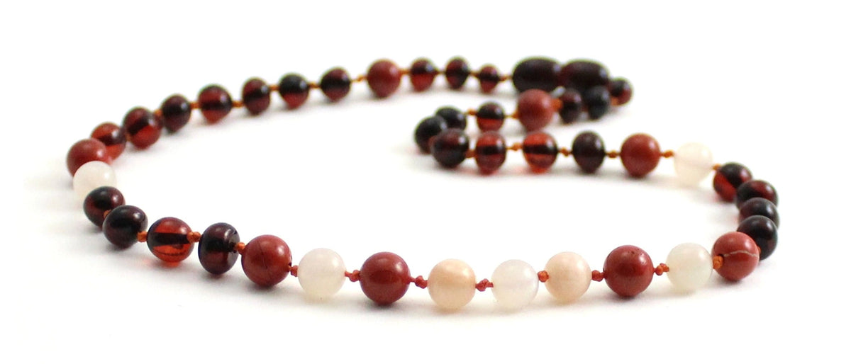Amber and Red Jasper Gemstone Necklaces-3