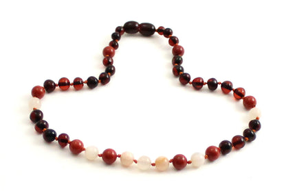 Amber and Red Jasper Gemstone Necklaces-2