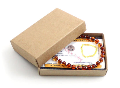 Amber Cognac Women's Anklet Made With Silver-1