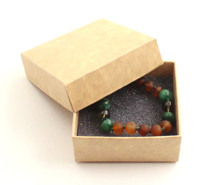Amber Unpolished Cognac Bracelet With Quartz and Green African Jade-1