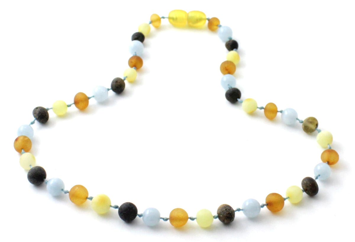 Baltic Amber and Blue Aquamarine Necklaces-2