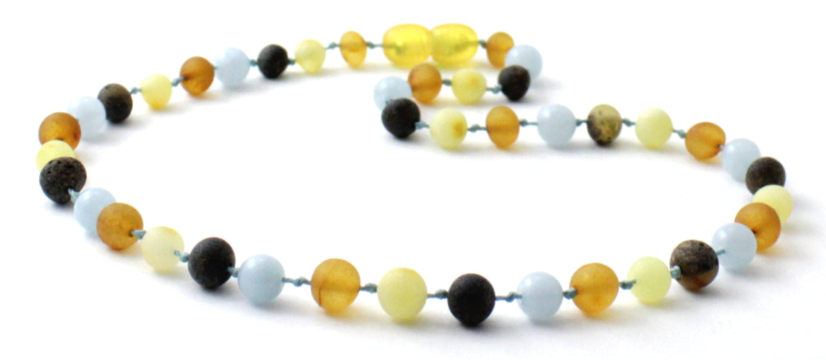 Baltic Amber and Blue Aquamarine Necklaces-1