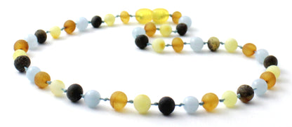 Baltic Amber and Blue Aquamarine Necklaces-1