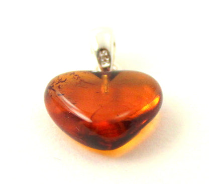 Amber Heart Cognac Pendant With Silver-2