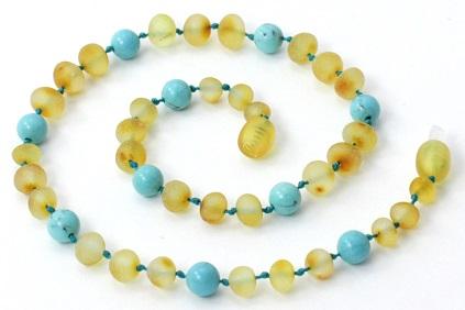 Teething Necklaces With Turquoise and Amber-0