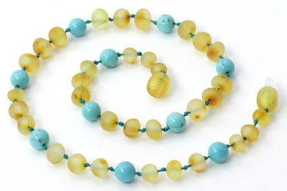 Teething Necklaces With Turquoise and Amber-0