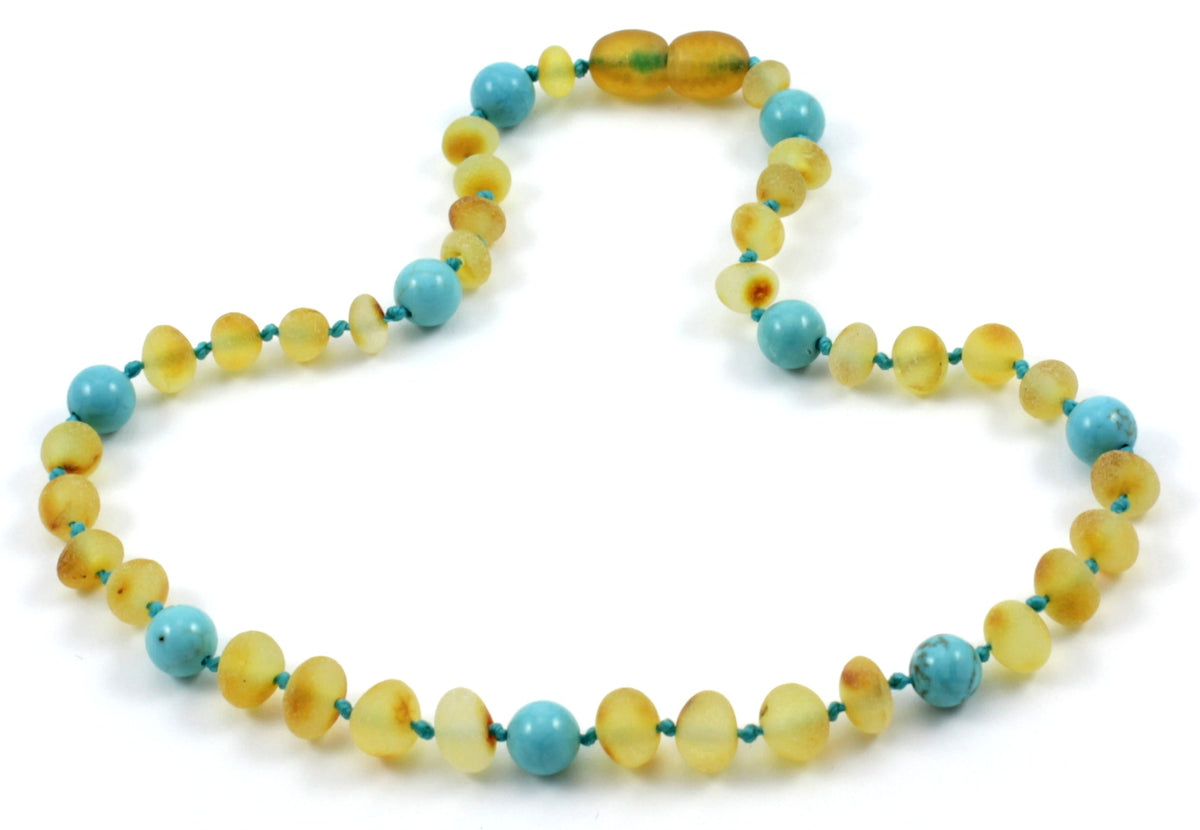 Teething Necklaces With Turquoise and Amber-1