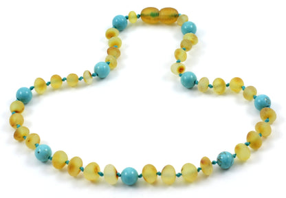 Teething Necklaces With Turquoise and Amber-1
