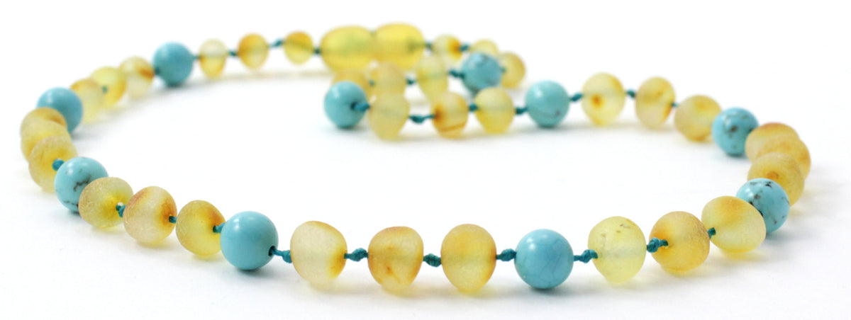 Teething Necklaces With Turquoise and Amber-2