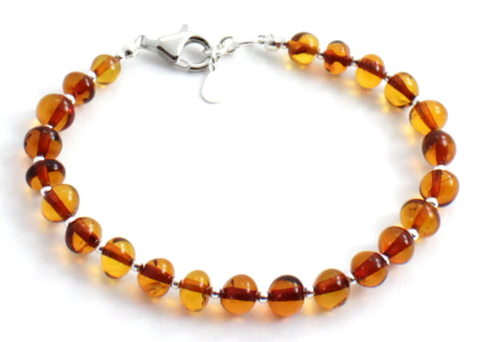 Amber Cognac Baltic Bracelet With Silver-0