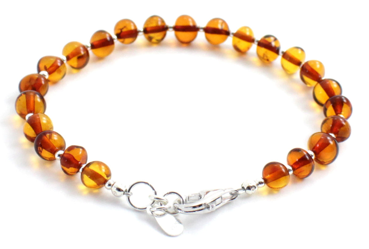 Amber Cognac Baltic Bracelet With Silver-2