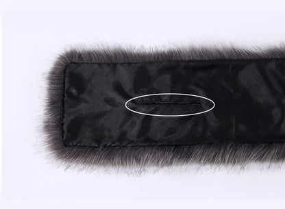 Long Faux Fox Fur Bridal Shawl - Elegant Evening Wrap - Light Grey