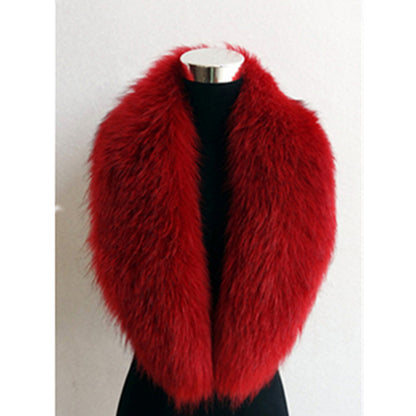 Large Faux Fox Fur Collar Scarf - 100 cm Winter Shawl - Black