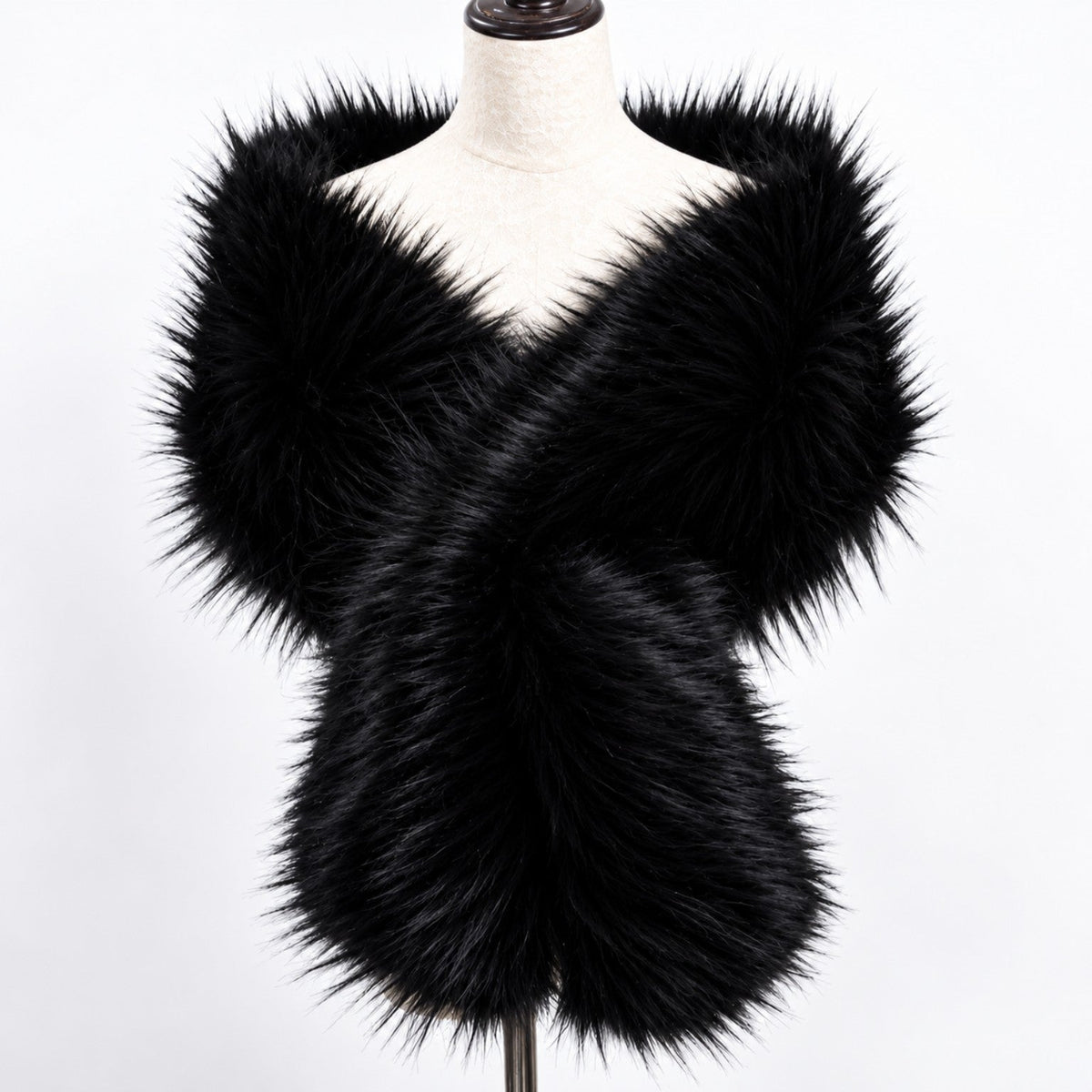 Black faux fur bridal shawl wrap