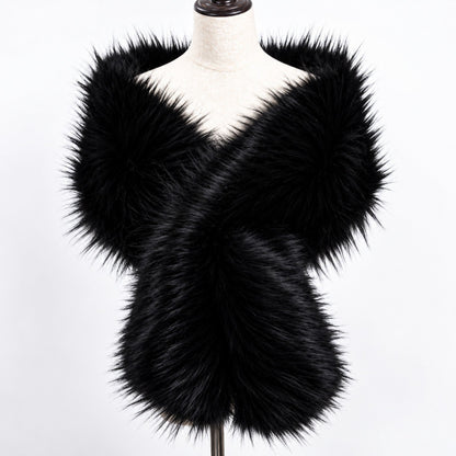Black faux fur bridal shawl wrap