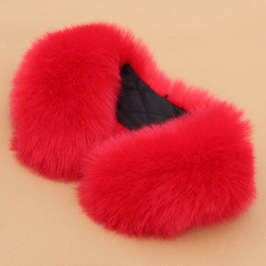 Faux Fur Collar Scarf - Soft Winter Neck Warmer for Women - Beige