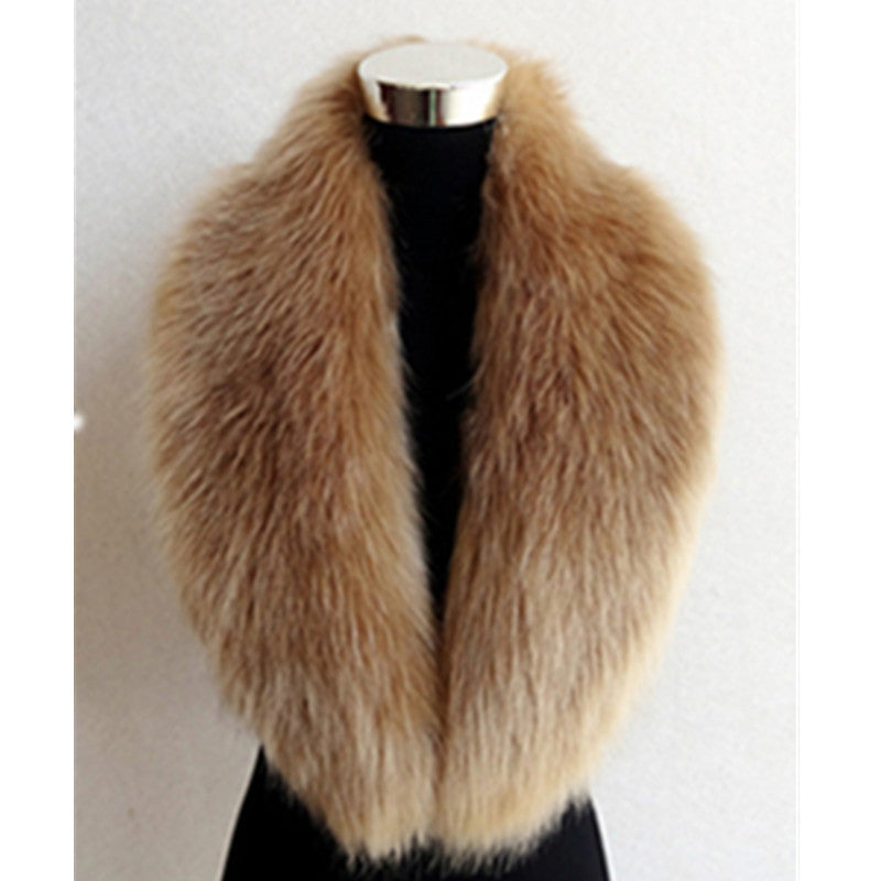 Large Faux Fox Fur Collar Scarf - 100 cm Winter Shawl - Two tone camel