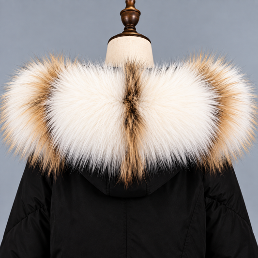Wide Real Fox Fur Collar – Hood Trim for Winter Coat