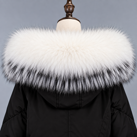 Luxury Real Fox Fur Hood Trim – Wide Fur Collar for Coat