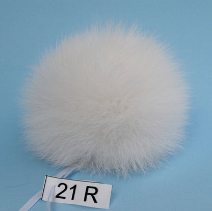 White Large Fox Fur Pom Pom – genuine fox fur – image 2