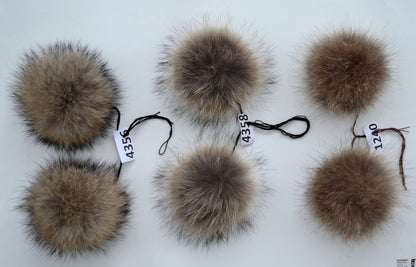 Light Beige Detachable Fur Pom Pom Pair – genuine raccoon fur – image 4