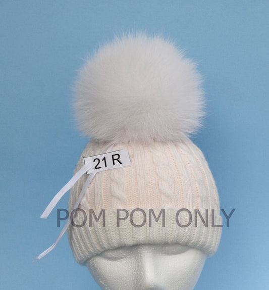 White Large Fox Fur Pom Pom – genuine fox fur – image 1