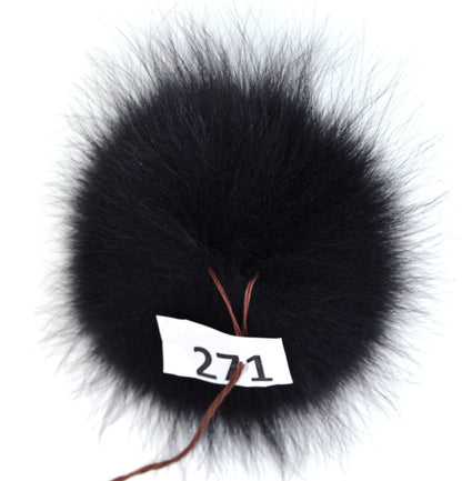Black Large Fox Fur Pom Pom – genuine fox fur – image 3