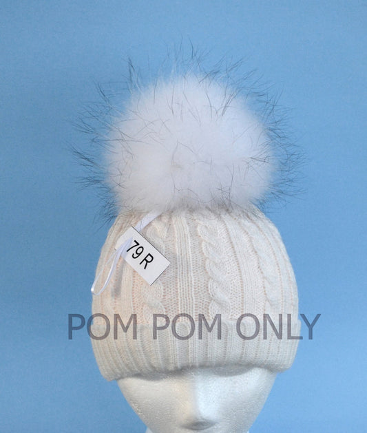 7" FUR POM POM for hat! Large Raccoon Real Fur Pom Pom White Pom Pom Hat Chunky Knits hat Raccoon Pompom Genuine Fur Pom Handmade Fur Ball