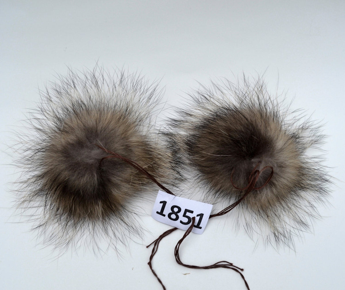 Natural Raccoon Double Raccoon Pom Poms – genuine raccoon fur – image 3