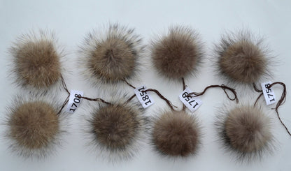 Natural Raccoon Double Raccoon Pom Poms – genuine raccoon fur – image 4