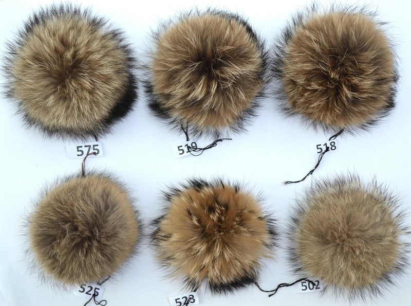 8,5-9,5" LARGE FUR POM Pom Real Fur Pom Pom Raccoon Pom Pom for Chunky Hat Beanie Tuque Winter Knit Hats Puff Fluffy Fur Ball Genuine Fur