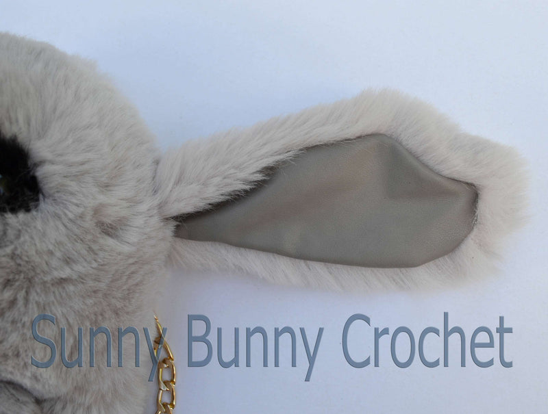 Gray Rabbit Shoulder Bag Rabbit Bag Real Fur Backpack Women Purse Girls Handbag Phone Bag Animal Bag with Chain Clutch Purse Cosmetic Bag