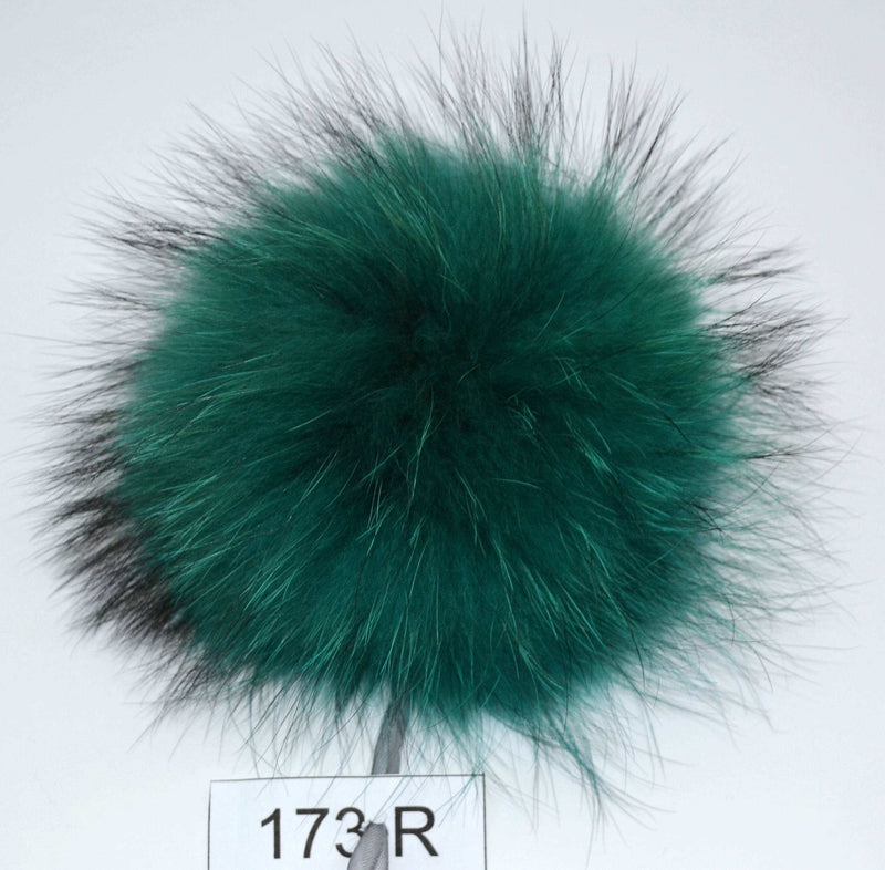 7-8" LARGE FUR POM Pom! High Quality Green Raccoon Pom Pom fo Hat Beanie Tuque Winter Knit Hat Large Pom Pom Fluffy Raccoon Pom Pom Fur Ball