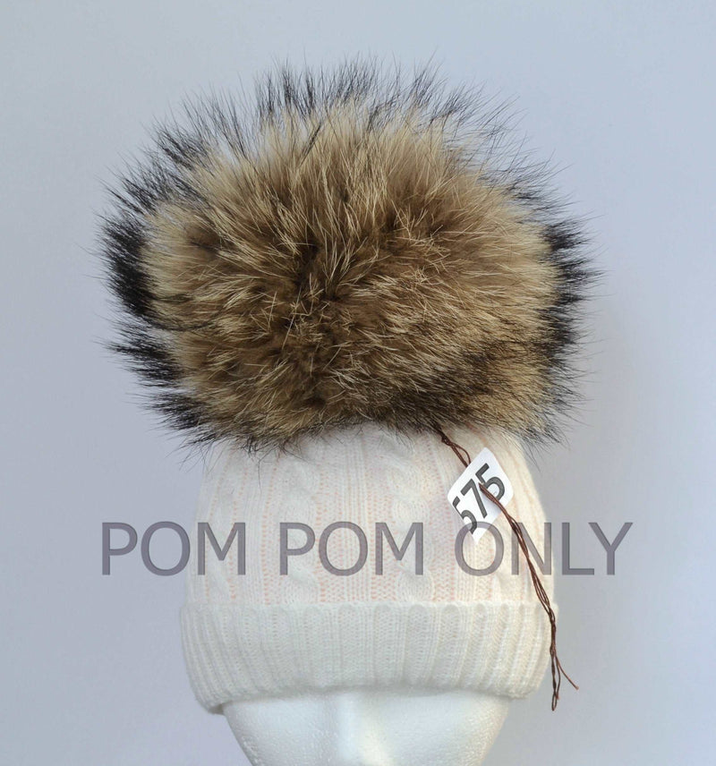 9,5" HUGE FUR POMPOM! Large Raccoon Pom-Pom, Fur Pom Pom for Hat, Pom Pom for Women Hat, for Children Hat, for Knit Hat, Raccoon Fur, Child