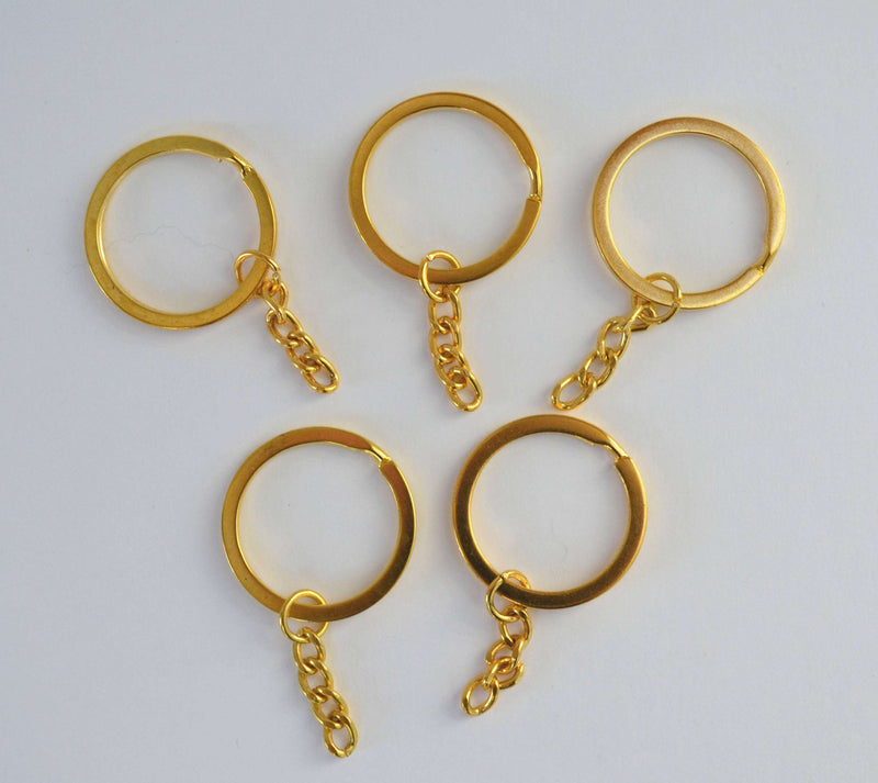 Key Chains, Key Rings, Golden Tone 50mm x 20mm, Split Ring, Curb Chain, Bag Charm, Key Chain for Pom Pom, Key ring, Pendant, Jewelry