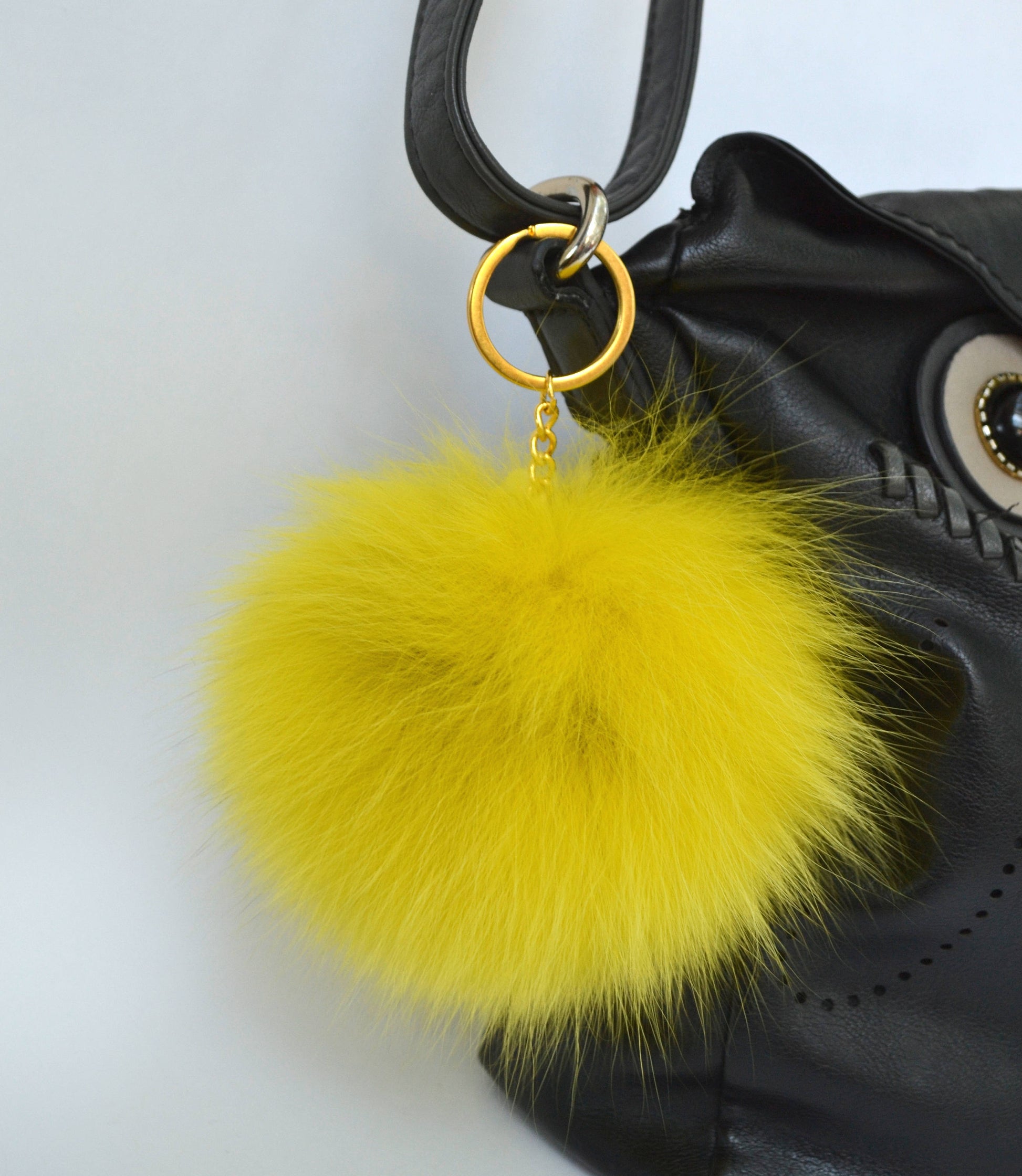 Golden Key Rings: Split Ring with Curb Chain, Bag Charm (50mm x 20mm)