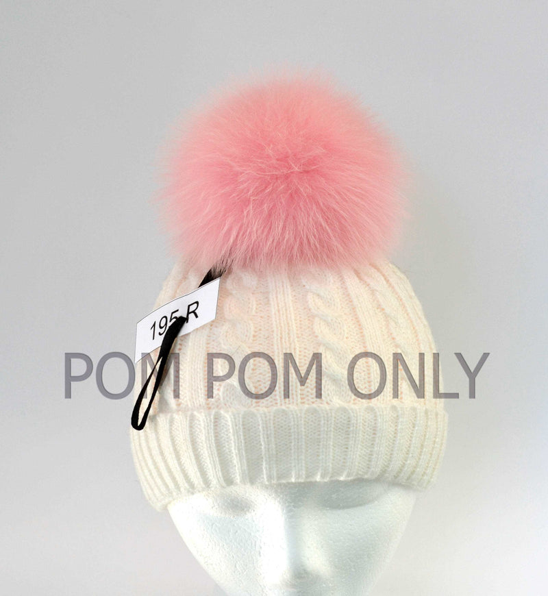 6" Pink fox pom pom for hat with ribbons