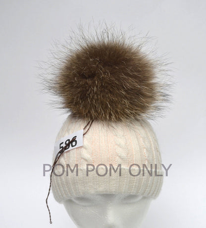 Natural Raccoon Raccoon Pom Pom for Hat – genuine raccoon fur – image 1