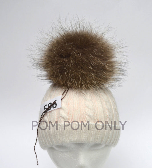 Natural Raccoon Raccoon Pom Pom for Hat – genuine raccoon fur – image 1