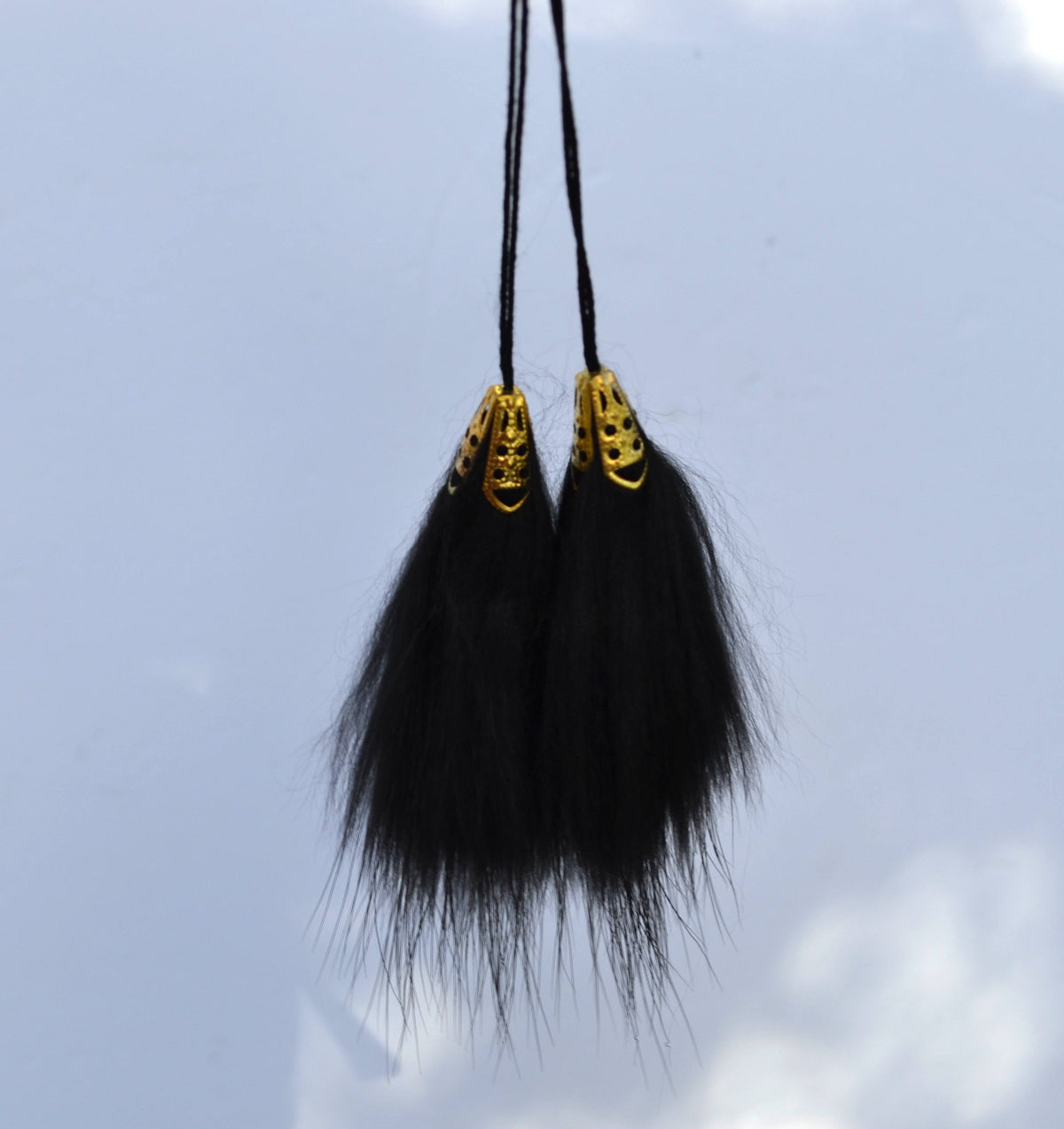 Raccoon and silver fox real fur tassel accessory – view 3